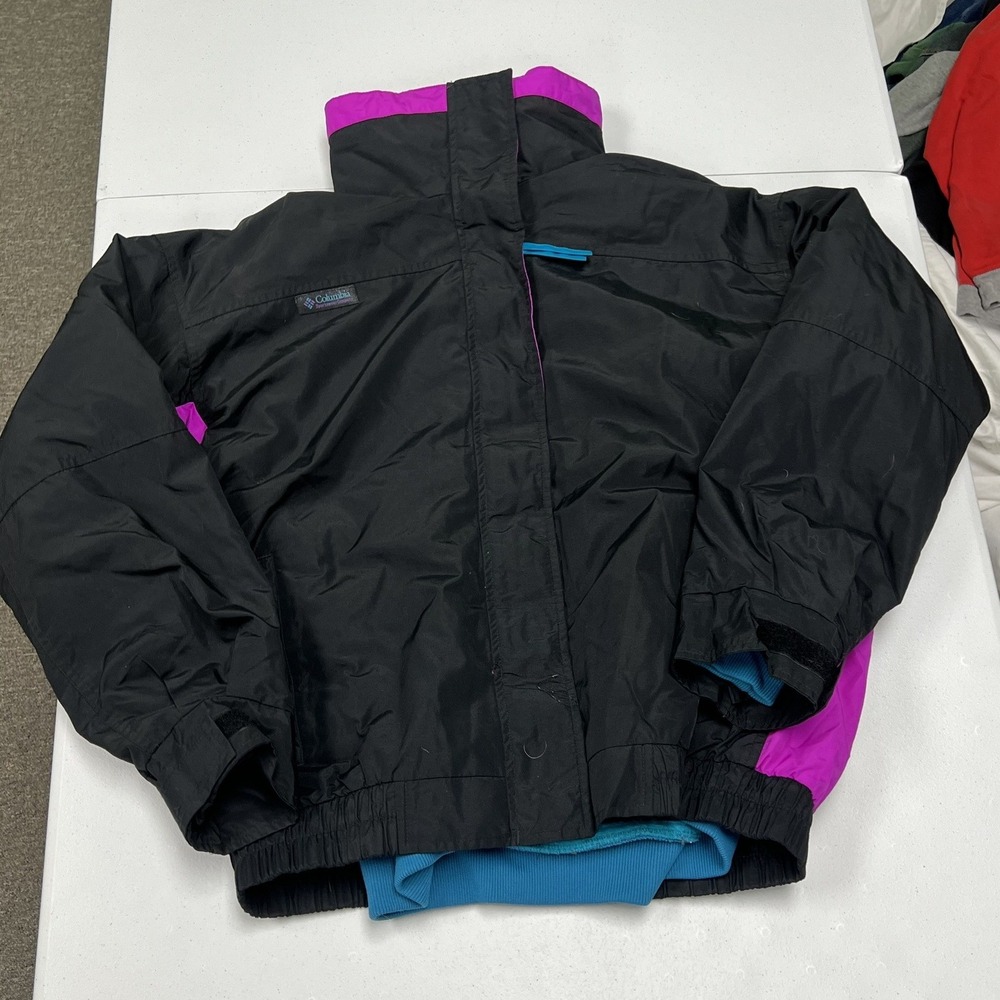 Columbia Bugaboo 3-in-1 Jacket womans L Black Purple Teal Vintage Shell